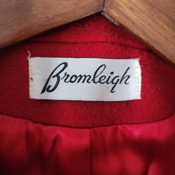 Vintage Bromleigh 100% Wool Red w/ red lining Union Made USA Women’s M Long Coat - Picture 3 of 8